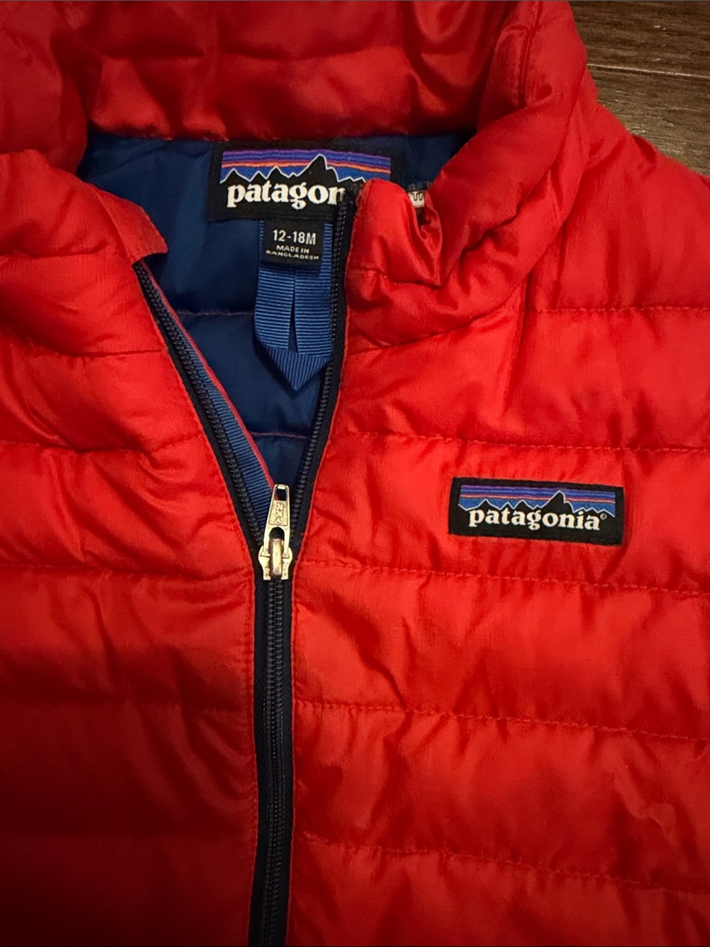 Patagonia 12-18 down sweater red puff